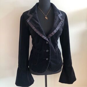 Black Velvet Blazer Jacket - Women's Tailored Coat